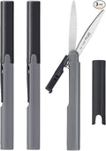 Plus Pen Style Compact Twiggy Scissors with Cover, 3-Pack Charcoal