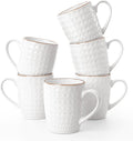 famiware Coffee Mugs Sets for 6, 12 oz Mug Set, Coffee Cups with Handle for Coffee, Tea, Cocoa and Milk, Microwave and Dishwasher Safe, White Circle