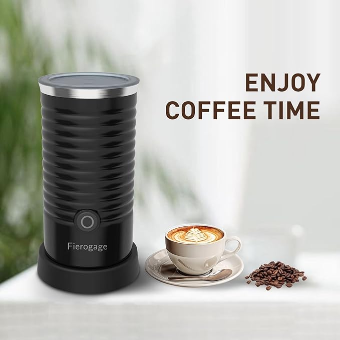 Milk Frother, Automatic Milk Steamer and Heater, 4-in-1 Multifunction Electric Hot and Cold Foam Maker and Milk Warmer for Latte, Cappuccinos, Macchiato,Black