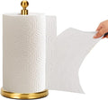 Gold Paper Towel Holder Countertop, Standing Paper Towel Roll Holder for Kitchen Bathroom, with Weighted Base for One-Handed Operation (Stainless Steel Base, Gold)