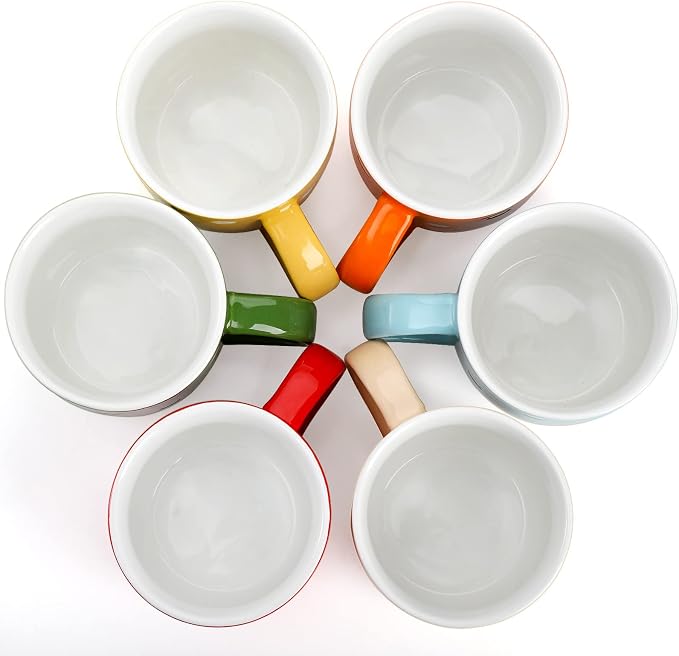 Elsjoy 6 Pack Polka Dot Coffee Mugs, 12 Oz Ceramic Coffee Mugs Colorful Porcelain Mug Set for Coffee, Tea, Milk, Hot Chocolate