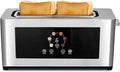 Touch Screen Toaster with Defrost & Removable Tray, 2 Slice Slim Toaster with Long Slot for White Bread, 6 Browning Levels, 1200W Compact Stainless Steel