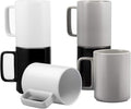 E-liu Porcelain Tea Mugs Coffee Mug Set, Large 15 Ounces Cups for Coffee, Tea, Cocoa, and Mulled Drinks, Set of 6, BlacK White Grey