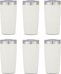 6 Ct of 20 Oz Two-Tone Himalayan Stainless Steel Tumbler with Lid – White – Customizable Insulated Cups for Water, Coffee, Hot & Iced Drinks – Great for DIY, Events, Work