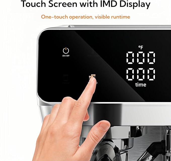 MAttinata Cappuccino Machine, Espresso Machine with Automatic Milk Frother | CM1833L Coffee Maker, IMD Touch Screen, 20 Bar Italian Pump, Dual Boiler, Compact Latte Machine for Home, Stainless Steel