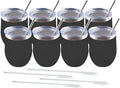 Amtidy 8 Pack Powder Coated Stainless Steel Tumbler with Lid,Equipped with straw and straw brush，12 oz Double Wall Vacuum Insulated Travel Tumbler Cup for Coffee, Wine, Cocktails