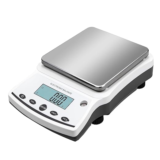 RESHY Lab Scale 5000g x 0.01g, High Precision Digital Analytical Balance with Calibration Weights, 0.01g Accuracy Scientific Gram Scale for Jewelry, Kitchen, Food, Powder, Chemical Use