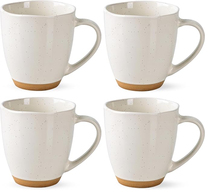 AmorArc 12oz Coffee Mugs, Ceramic Coffee Mugs set of 4 for Man, Woman, Dad, Mom, Modern Coffee Cups with handle for Latte/Cappuccino/Milk/Cocoa. Dishwasher&Microwave Safe, Light Beige