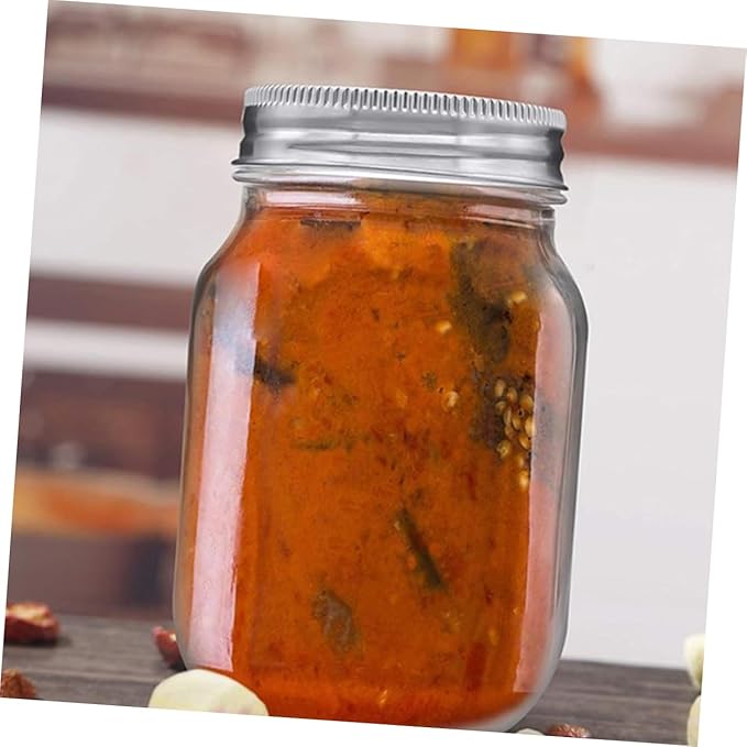 Veemoon 6pcs Jars Airtight Lids Wide Mouth Storage Containers for Fruit Jelly Meal Prep and Preserving Canning Jars for Kitchen Use