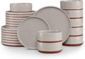 LIANYU Plates and Bowls Sets, 24 Pieces Stoneware Dinnerware Set for 8, Modern Kitchen Dinner Set Ceramic Dishware Dishes Set, Microwave and Dishwasher Safe, Terra Brown