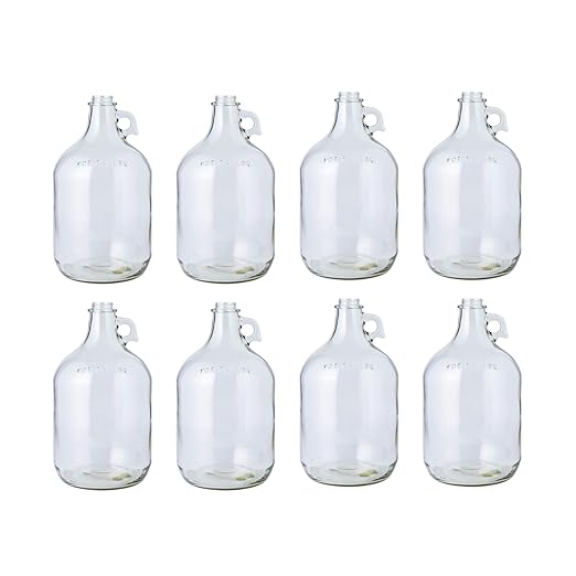 Fastrack 8-Pack 1 Gallon Glass Jug (128 oz) WITHOUT CAPS – Multipurpose 1 Gallon Jug, & Detergent Dispenser for Laundry, Glass jug for Liquids, Water & Juice
