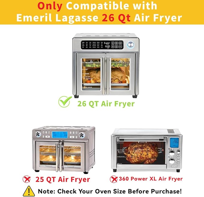 Air Fryer Accessories for Emeril Lagasse 26 Qt Extra Large Air Fryer, Air Fryer Basket with 100 Pcs Parchment Paper Sheets for Emeril Lagasse 26 Qt Toster Oven