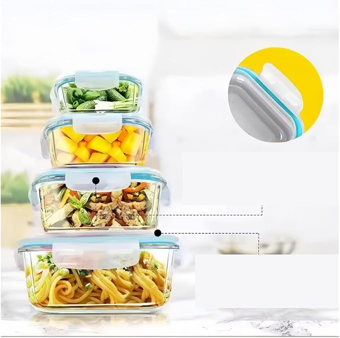 Glass Meal Prep Containers with Locking Lids - Microwave & Dishwasher Safe Bento Box for Food Storage
