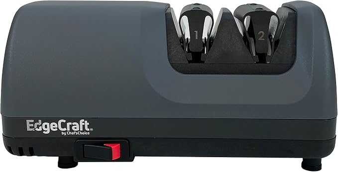 EdgeCraft E317 Electric Knife Sharpeners for 20-Degree Straight and Serrated Knives Diamond Abrasives Precision Angle Control, 2-Stage, Gray, (SHE317GY11)