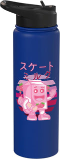 Retro 90s Japanese Skateboarding Strawberry Milkshake Carton Stainless Steel Insulated Water Bottle