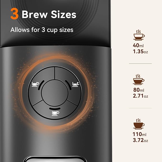 Mini Espresso Capsule Machine-One Cup Coffee Machine Single Serve Coffee Maker,Perfect for Small Space,20.29oz Removable Tank,Black