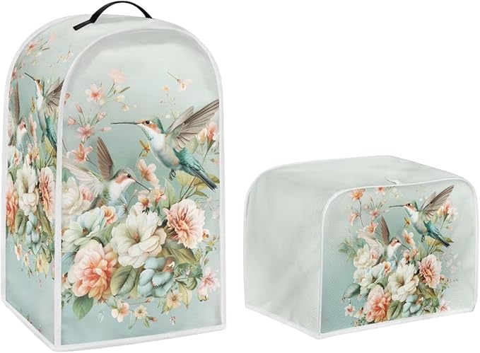 Hummingbird Toaster Cover Blender Cover Set Flower Kitchen Appliance Accessories Washable Coffee Maker Protection Dustproof Washable