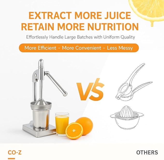Effective Cast Iron Juicer Hand Press, Heavy Duty Manual Juicer Hand Press Cast Iron, Stainless Steel Lemon Squeezer for Home and Kitchen