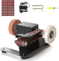 Mini Belt Sander, Electric Small Sander Knife Making Supplies, 7 Adjustable Speed Electric Knife Sharpener, Power Belt Grinder for Woodworking. (Standard - Essential Polishing Kit)