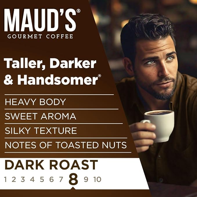 Maud's Organic Dark Roast Coffee Pods, 50 ct, Fair Trade & Single Origin Single Serve Pods – 100% Arabica Coffee, Compatible with Keurig K Cups Maker
