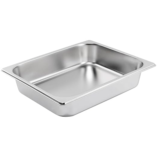 ZeroPone 4 Pack Hotel Pans with Lids, 1/2 Size 2.5" Deep Stainless Steel Steam Table Pans 22 Gauge Anti Jam 12.8" L x 10.4" W Commercial Food Storage Containers Metal Pan