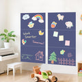 Magnetic Chalkboard Wall Decal Set of 6 Peel and Stick Magnet Sheets with Chalk Tangram Puzzle and Multiple Accessories Dusty Blue Magnetic Chalk Boardfor Home Playroom and Classroom