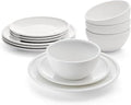 Mikasa Colter Bone China Lightweight Chip Resistant 12 Piece Dinnerware Set, Service for 4, White