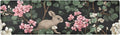 2-in-1 Table Runner Trivet for Hot Dishes Heat Resistant Hot Plate Mat Pad 39x12 Inch Waterproof Table Protector Trivets for Countertop Non Slip Decorative Retro Black Rabbits and Flowers