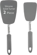 Restaurantware Comfy Grip Silicone Turner 1 Durable Cooking Turner - Stainless Steel Body Rubber Handle With Hole Gray Silicone Flipper Spatula Tolerates Up To 446F Dishwashable