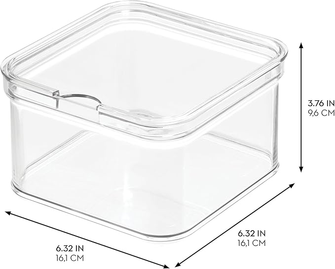 iDesign Stackable Fridge Organizer Bins with Lids for Fresh Produce - Set of 6 - Clear