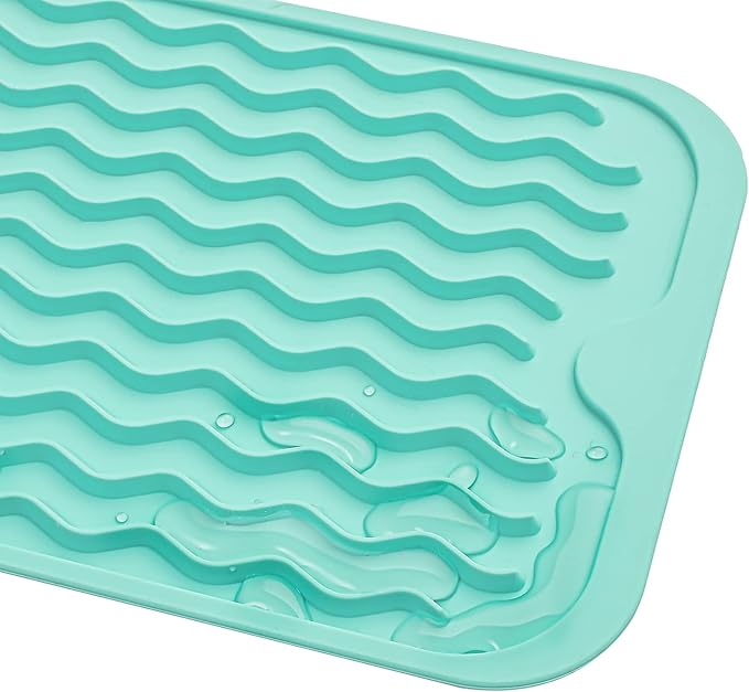 MicoYang Silicone Dish Drying Mat for Multiple Usage,Easy clean,Eco-friendly,Heat-resistant Silicone Mat for Kitchen Counter or Sink,Refrigerator or Drawer Liner Mint S 12 inches x 6 inches