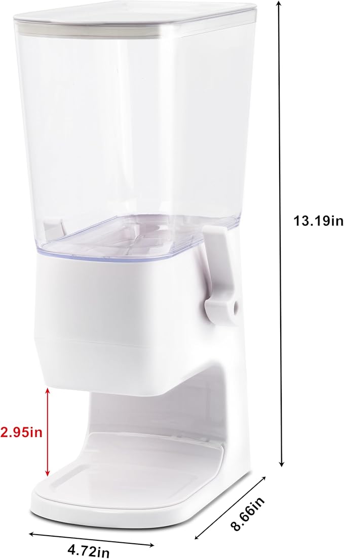 Cereal Dispenser Countertop 2Pcs, Cereal Containers Storage Snack Dispenser for Pantry, 3.2L Dry Food Dispenser for Grains, Nuts, Snack,Oatmeal, Pet food, White