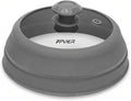 Microwave Splatter Cover - 9.8" Glass Lid with Collapsible Silicone Rim, Universal Pot & Plate Cover for Mess-Free Heating (Gray, 9.8inch)