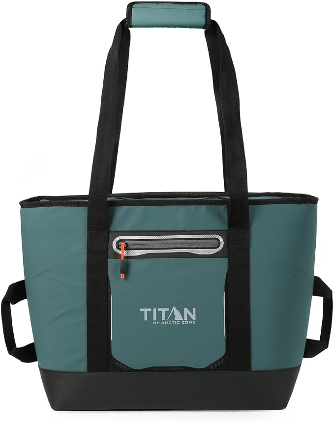 Titan by Arctic Zone Soft Sided Cooler Tote, Insulated Bag with Handle, Shoulder Strap, and Zipper for Lunch, Picnic, and Travel, 30 Can Capacity