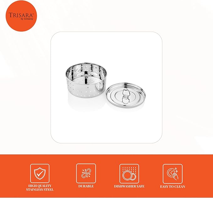 Trisara Stainless Steel Round Paneer Maker/Mould with Lid | 14 cm |Size 4 | Curd/Cheese/Tofu Maker | Strainer for Paneer/Tofu | Homemade Paneer Press/Machine