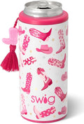 Swig Life Skinny Can Cooler, 12oz Insulated Slim Can Holder, Stainless Steel Bottle Cooler, Cowgirl Gifts, 21st Birthday Gifts, Bachelorette Party Gifts for Women (Let's Go Girls)
