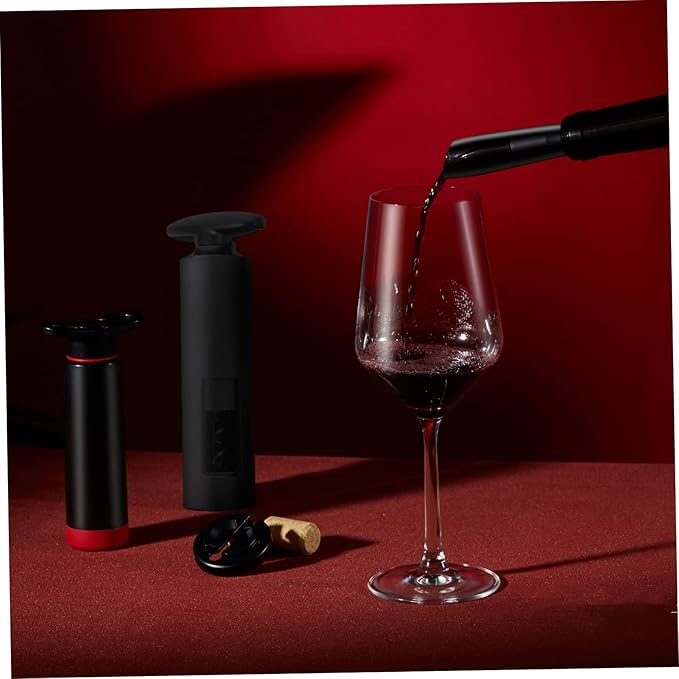 Zerodeko 6pcs Rotary Bottle Opener Set Corkscrew Wine Aerator Decanter Aluminum Alloy Abs Material Black Wine Accessories Kit