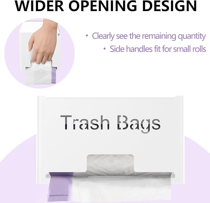 STWWO Extra Large Trash Bag Holder, Garbage Bag Dispenser Holder, White | Trash Bag Storage Organizer for Kitchen Laundry Room Under Sink, Metal Trash Bag Holder Dispenser Wall Mounted /Freestanding