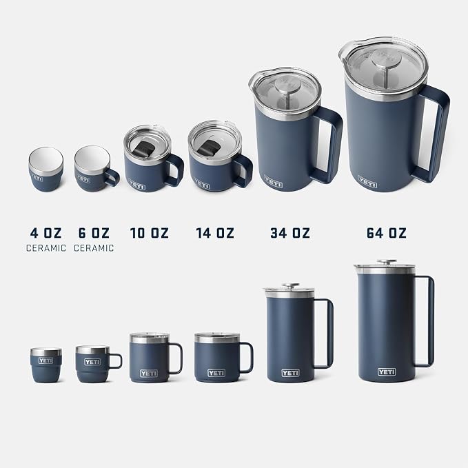 YETI Rambler 14 oz Ceramic Lined Stackable Mug, Vacuum Insulated, Stainless Steel with MagSlider Lid, Stainless