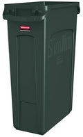 Rubbermaid Commercial Products Slim Jim Trash/Garbage Can with Venting Channels, 23-Gallon, Green, for Kitchen/Office/Workspace