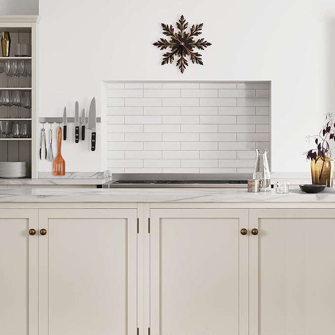 YIIYIIN 14 Inch Magnetic Knife Holder for Wall Mount with Magnetic Hooks - No-Drill Adhesive - Knife Magnetic Strip - 304 Stainless Steel Magnetic Kitchen Utensil Hanger/Holder/Rack/Bar