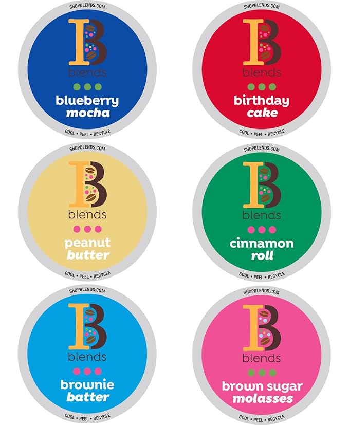 Intelligent Blends Flavored Coffee Pods Variety Pack, 80 ct, 6 Assorted Flavors, Single Serve Pods – 100% Arabica Coffee, Compatible with Keurig K Cups Maker