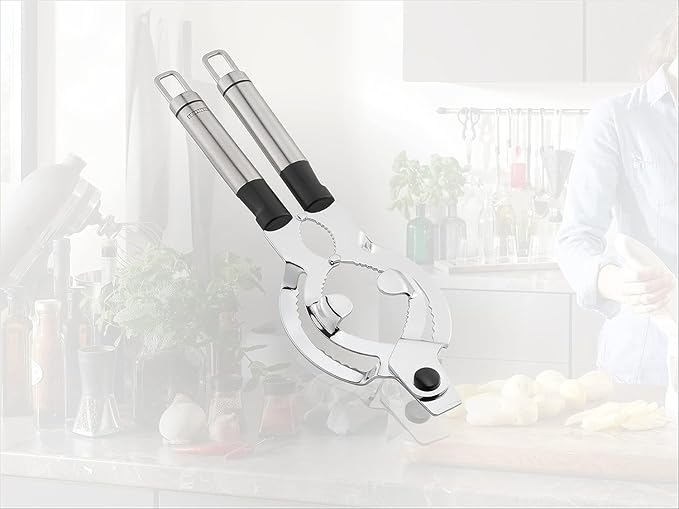 Leifheit Extra Wide Stainless Steel Lid and Jar Opener | Anti-Slip Grip with Oval Handles for Arthritis | Heavy-Duty Steel Teeth for Easy Jar Opening | Dishwasher Safe | 11 x 5.75 x 0.25 in