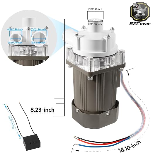 S-0730 Water Pump for Hoshizaki, S730 Ice Machine Motor Assembly, 14-Inch Cable and Plug, #M91X60S201