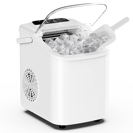 OLIXIS Countertop Ice Maker with Self-Cleaning, Portable Ice Maker Machine with Ice Scoop, 26Lbs/24H, 9 Cubes in 6 Mins, 2 Sizes of Bullet Ice for Home, Kitchen, Office