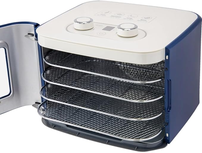 NESCO FD-41B Snackmaster Jr Food Dehydrator, for Beef Jerky, Fruit, Herbs, and Snacks, 4 Trays, Blue