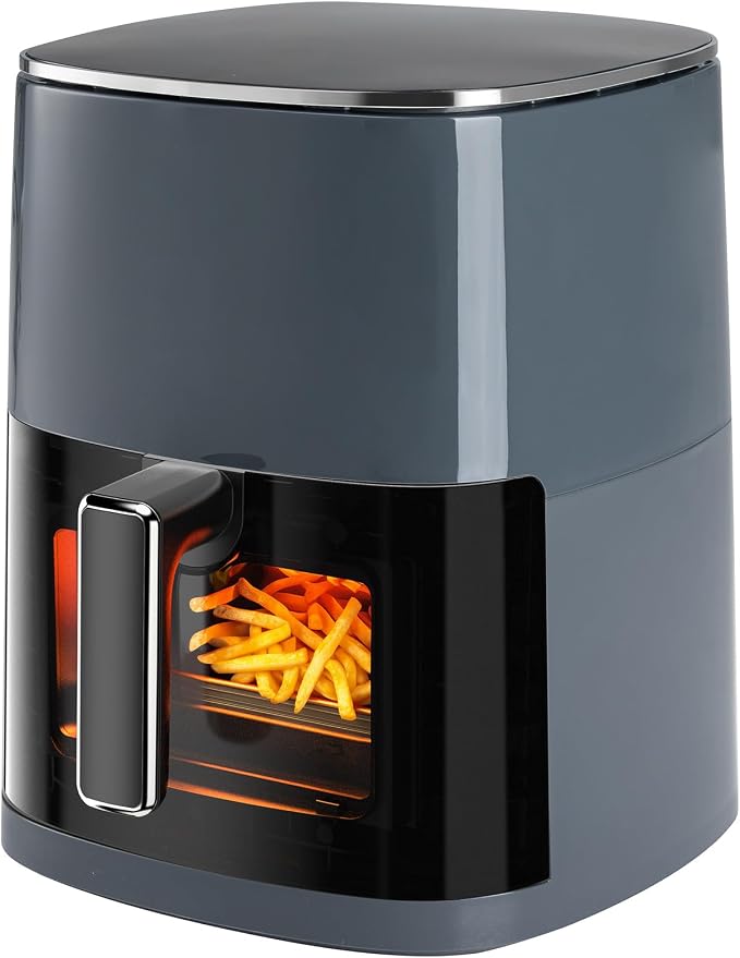 OLIXIS Air Fryer 6 Quart with Window Square Airfryer 12-in-1 Air Frys, Roast, Reheat, Dehydrate, Bake, Steam, Fries, Custard, Chicken, Wings, Sea Food, Vegetabels,400F, White