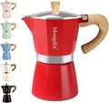 Mongdio Stovetop Espresso Maker Moka Pot, Cuban Coffee Maker Stove top coffee maker Moka Italian Espresso Greca Coffee Maker Brewer Percolator, 6 Espresso Cups, 10 oz - Red