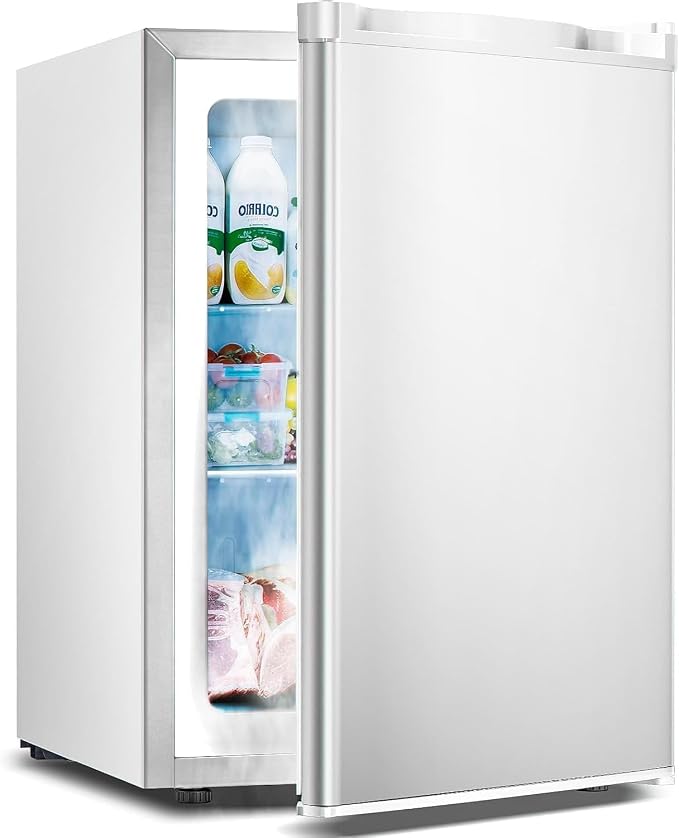 Electactic 3.0 Cu.ft Small Freezer, Mini Upright Freezer with 7 Adjustable Thermostat, Removable Shelves, Reversible Single Door, for Bedroom/Home/Dorms/Apartment (White)