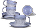 3oz Italian Espresso Cups set of 4, Vintage Ceramic Double Espresso Coffee Cups with Saucers, Small Demitasse Coffee Mug Set for Espresso Machine